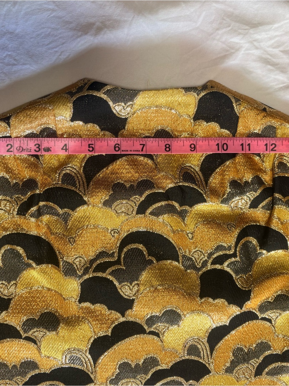 Vintage Brocade Sleeveless Vest in Gold and Black Metallic with Frog Closures - Picture 7 of 7